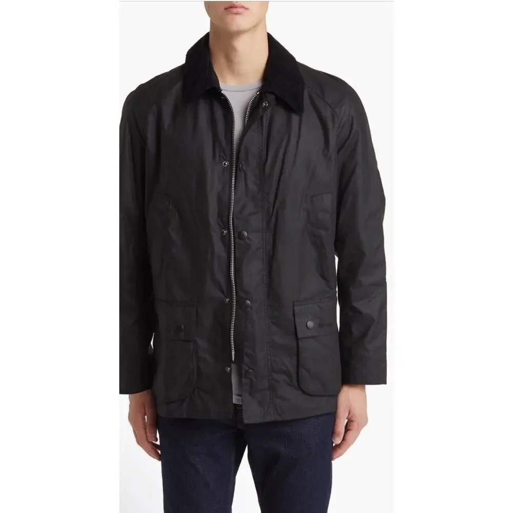 BARBOUR ASHBY WAX JACKET Black Men's Size Large NWT $400